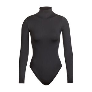 L/XL SKIMS Long Sleeve Mock Neck Bodysuit in Onyx